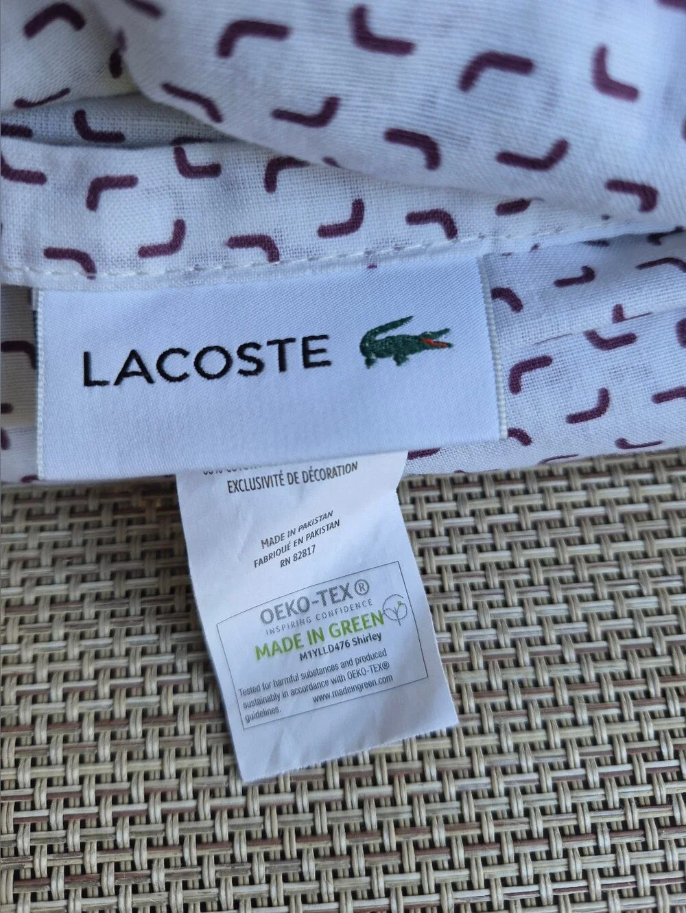 Lacoste White Bedding Set with Green Crocodile Accent